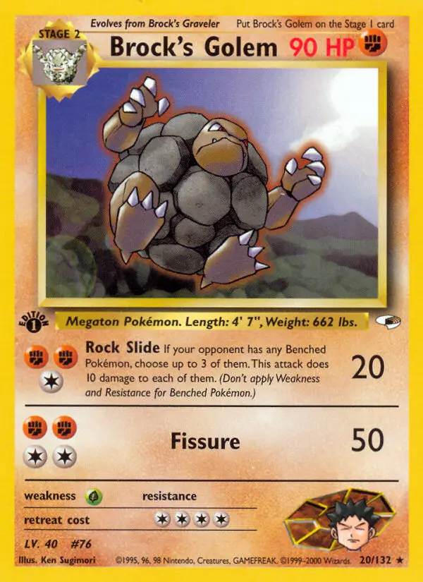 Brock's Golem Holo Rare rarity Gym Heroes Pokémon card price — $31.62