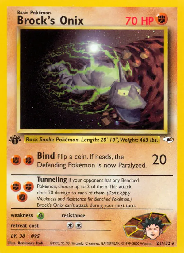 Brock's Onix Holo Rare rarity Gym Heroes Pokémon card price — $13.56