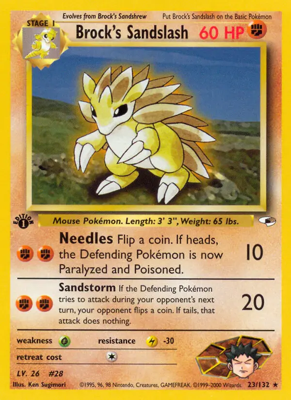 Brock's Sandslash Holo Rare rarity Gym Heroes Pokémon card price — $20.80