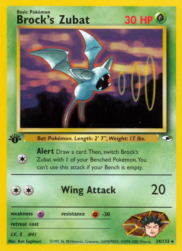 Brock's Zubat Holo Rare rarity Gym Heroes Pokémon card price — $15.93