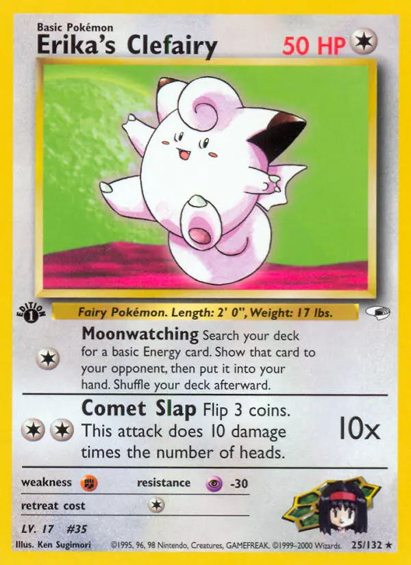 Erika's Clefairy Holo Rare rarity Gym Heroes Pokémon card price — $24.44