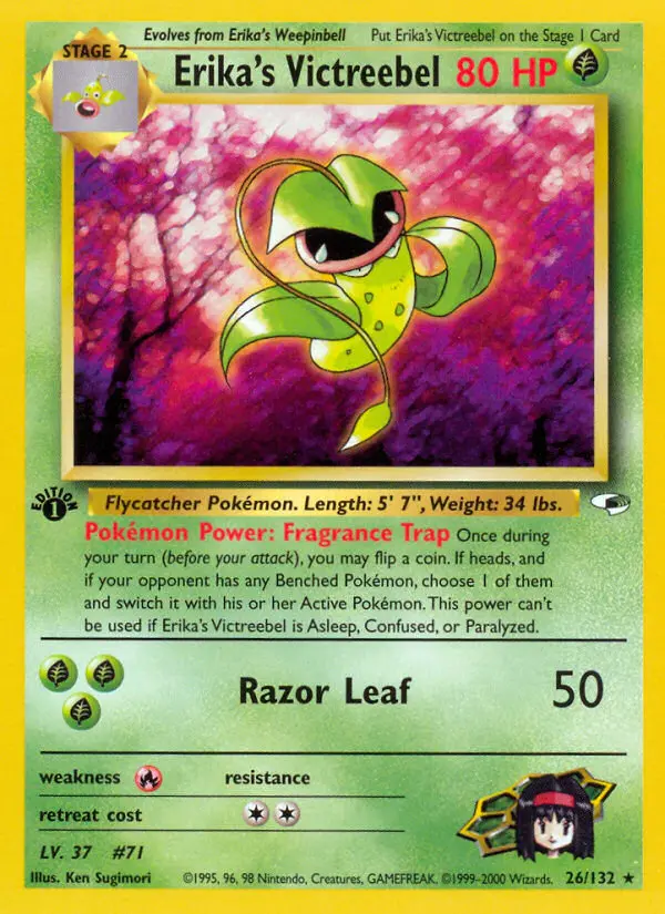 Erika's Victreebel Holo Rare rarity Gym Heroes Pokémon card price — $23.65