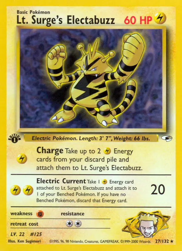 Lt. Surge's Electabuzz Holo Rare rarity Gym Heroes Pokémon card price — $17.67