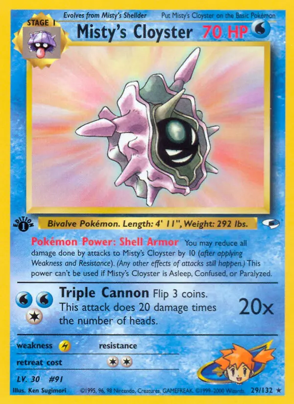 Misty's Cloyster Holo Rare rarity Gym Heroes Pokémon card price — $25.90
