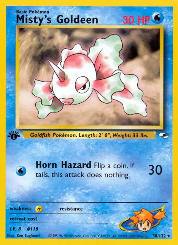Misty's Goldeen Holo Rare rarity Gym Heroes Pokémon card price — $13.40