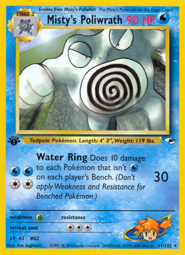 Misty's Poliwrath Holo Rare rarity Gym Heroes Pokémon card price — $36.23