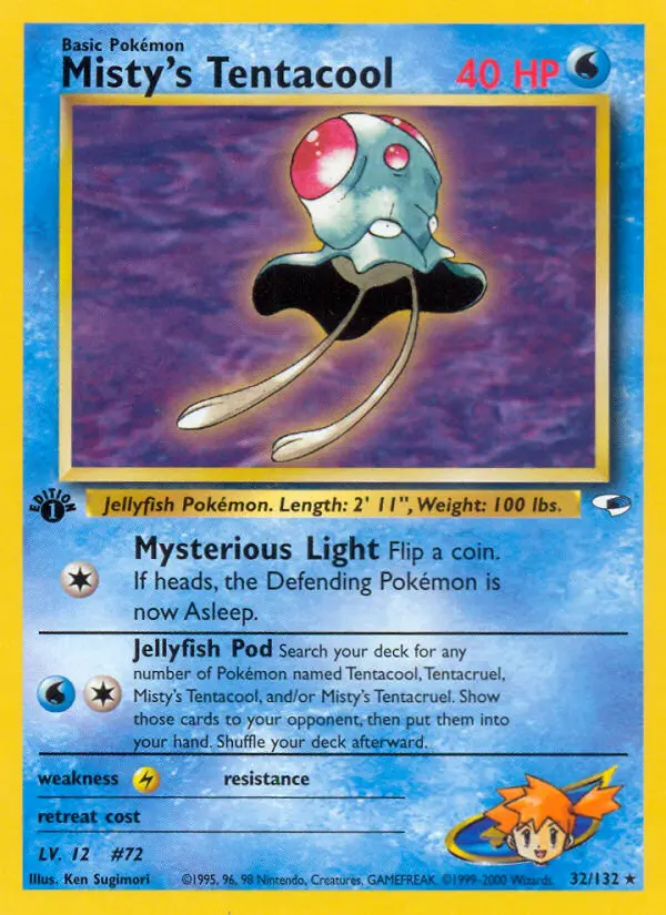 Misty's Tentacool Holo Rare rarity Gym Heroes Pokémon card price — $15.26