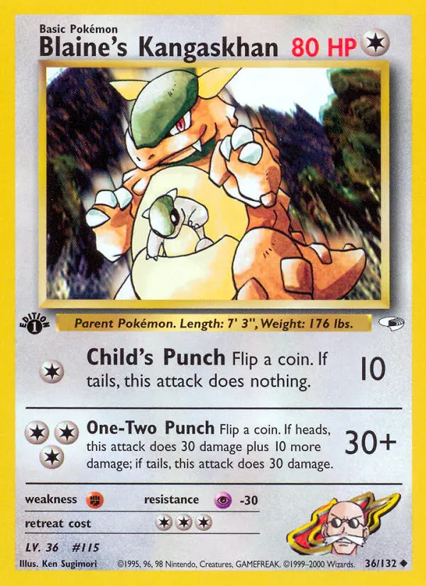 Blaine's Kangaskhan Uncommon rarity Gym Heroes Pokémon card price — $9.46