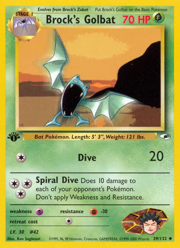 Brock's Golbat Uncommon rarity Gym Heroes Pokémon card price — $6.15