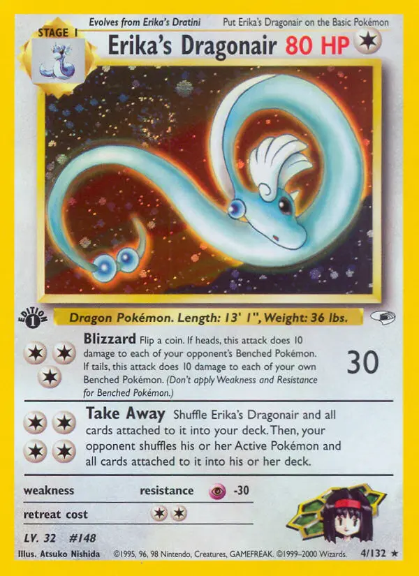 Erika's Dragonair Holo Rare rarity Gym Heroes Pokémon card price — $387.00