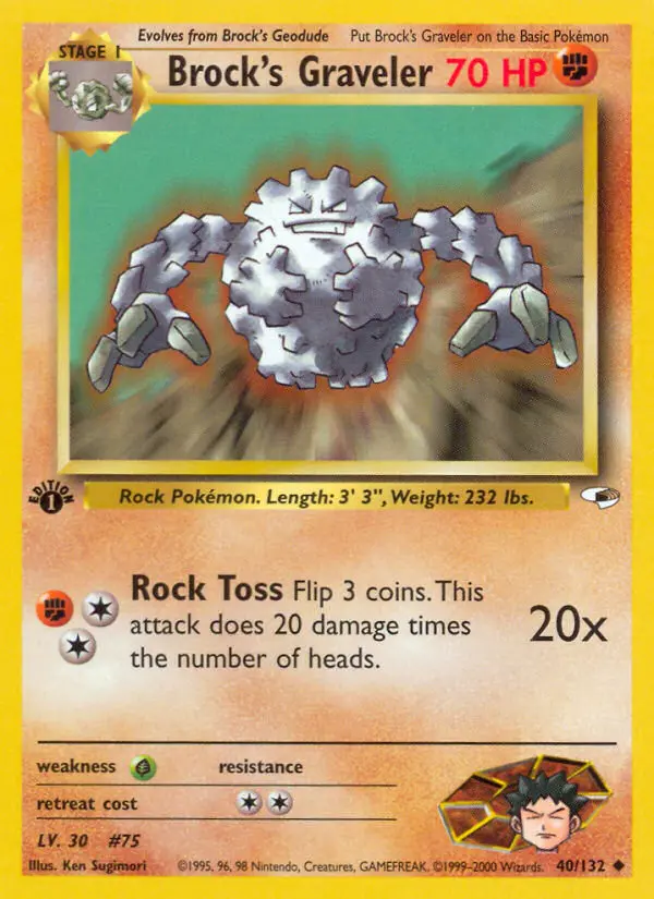 Brock's Graveler Uncommon rarity Gym Heroes Pokémon card price — $4.04