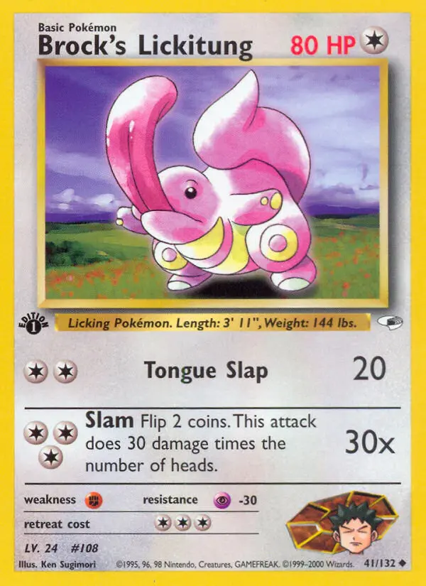 Brock's Lickitung Uncommon rarity Gym Heroes Pokémon card price — $9.28
