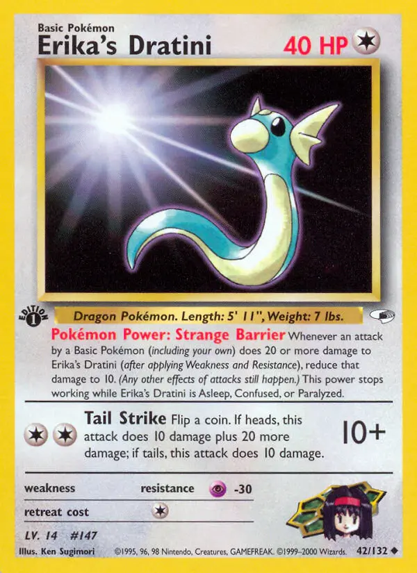 Erika's Dratini Uncommon rarity Gym Heroes Pokémon card price — $17.87