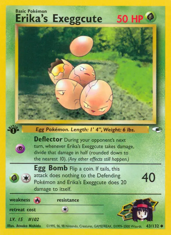Erika's Exeggcute Uncommon rarity Gym Heroes Pokémon card price — $5.32