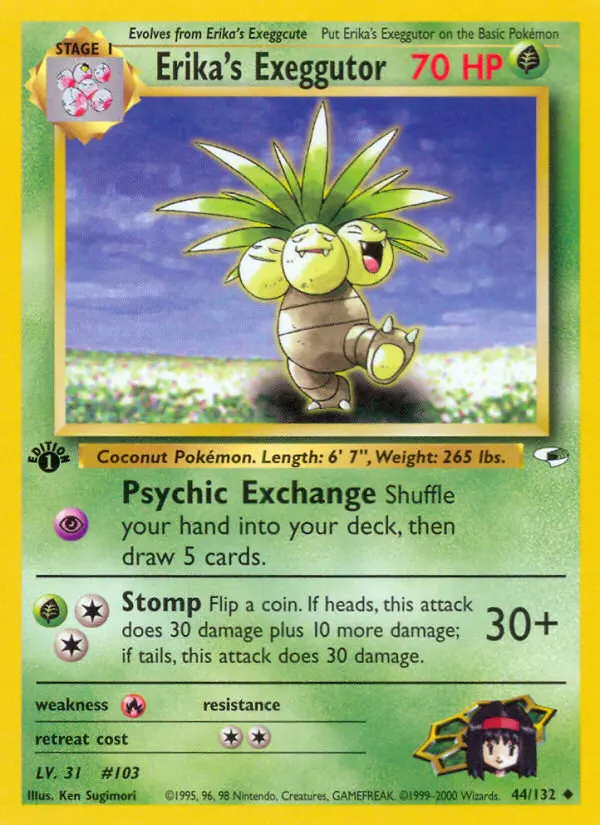Erika's Exeggutor Uncommon rarity Gym Heroes Pokémon card price — $8.04