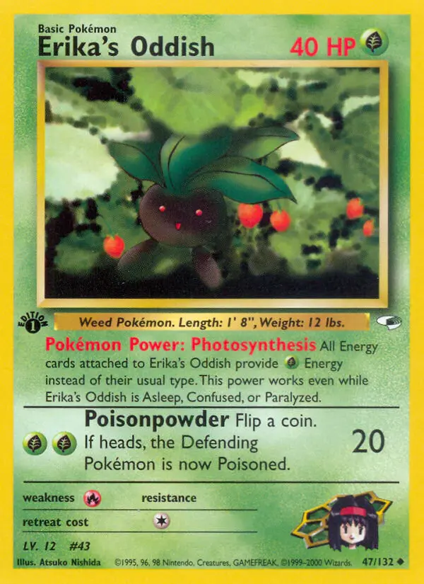 Erika's Oddish Uncommon rarity Gym Heroes Pokémon card price — $7.88
