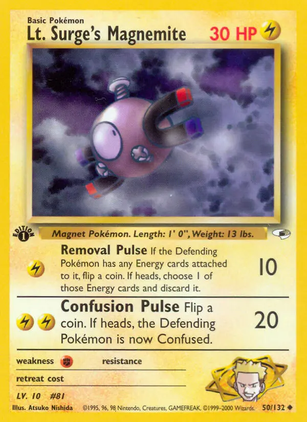 Lt. Surge's Magnemite Uncommon rarity Gym Heroes Pokémon card price — $5.45