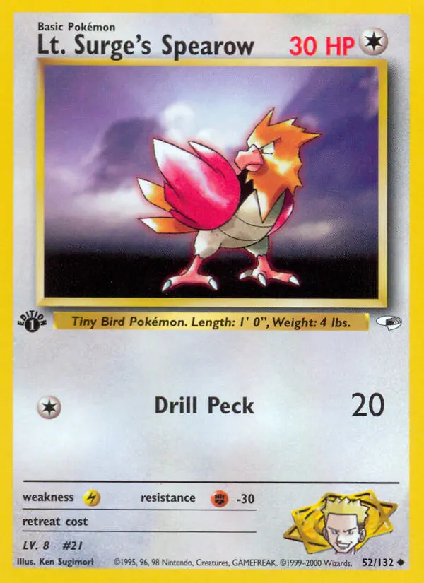 Lt. Surge's Spearow Uncommon rarity Gym Heroes Pokémon card price — $3.37