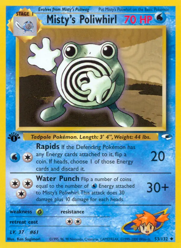 Misty's Poliwhirl Uncommon rarity Gym Heroes Pokémon card price — $10.73
