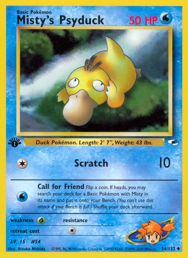 Misty's Psyduck Uncommon rarity Gym Heroes Pokémon card price — $28.14