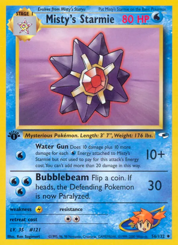 Misty's Starmie Uncommon rarity Gym Heroes Pokémon card price — $10.25
