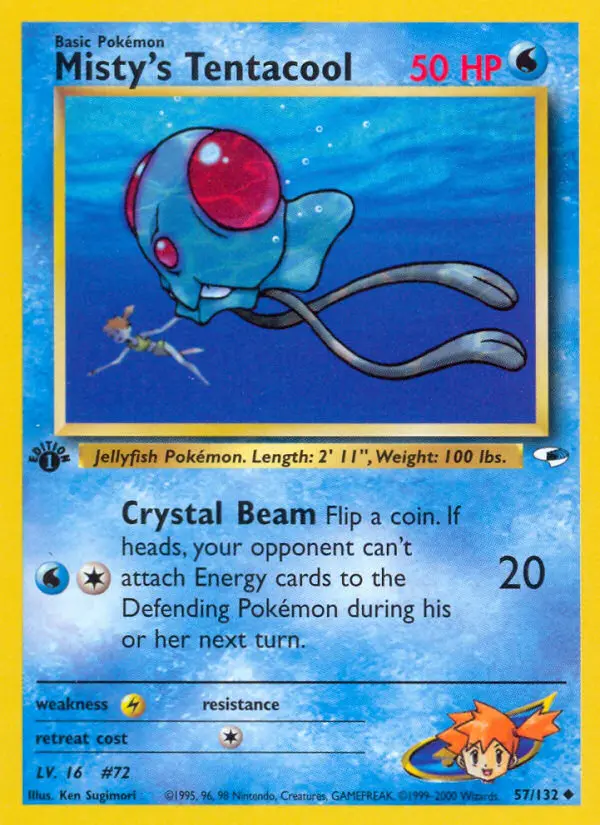 Misty's Tentacool Uncommon rarity Gym Heroes Pokémon card price — $12.83