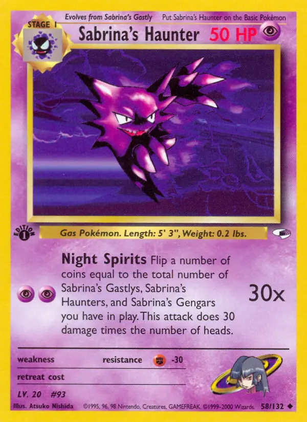 Sabrina's Haunter Uncommon rarity Gym Heroes Pokémon card price — $58.70