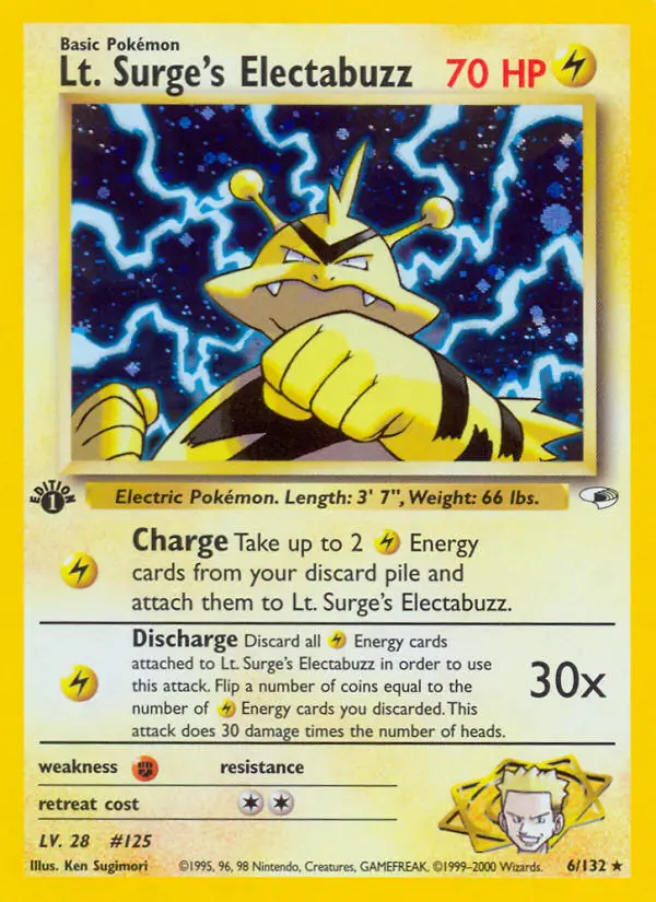 Lt. Surge's Electabuzz Holo Rare rarity Gym Heroes Pokémon card price — $91.45