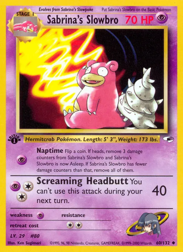 Sabrina's Slowbro Uncommon rarity Gym Heroes Pokémon card price — $15.28