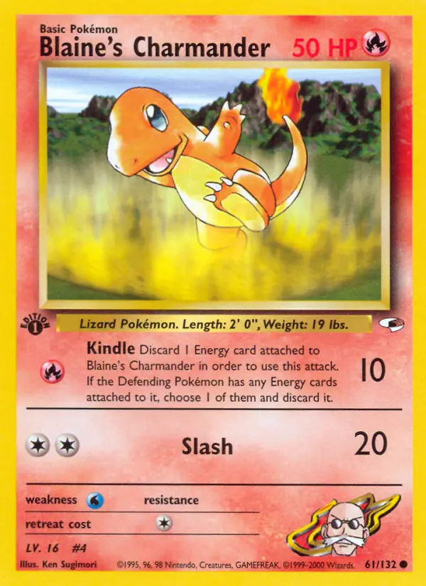 Blaine's Charmander Common rarity Gym Heroes Pokémon card price — $12.58