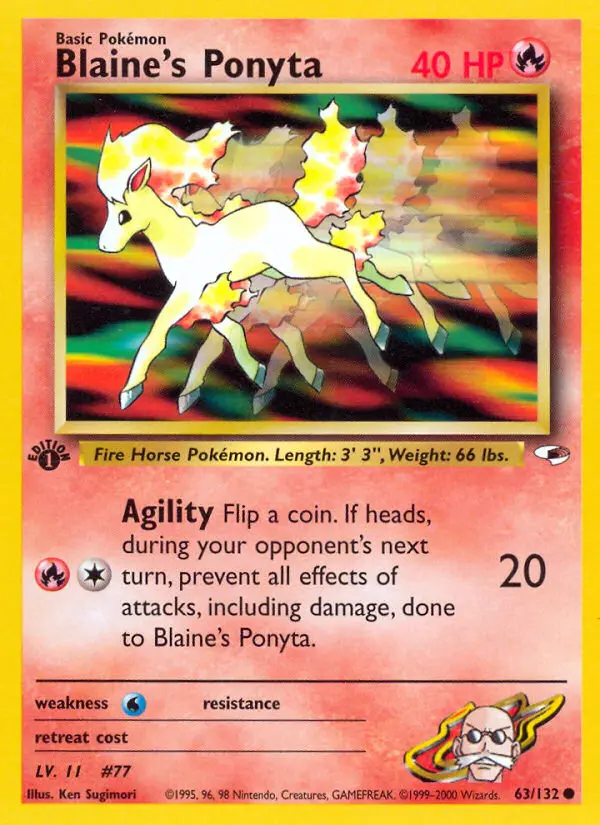 Blaine's Ponyta Common rarity Gym Heroes Pokémon card price — $4.34