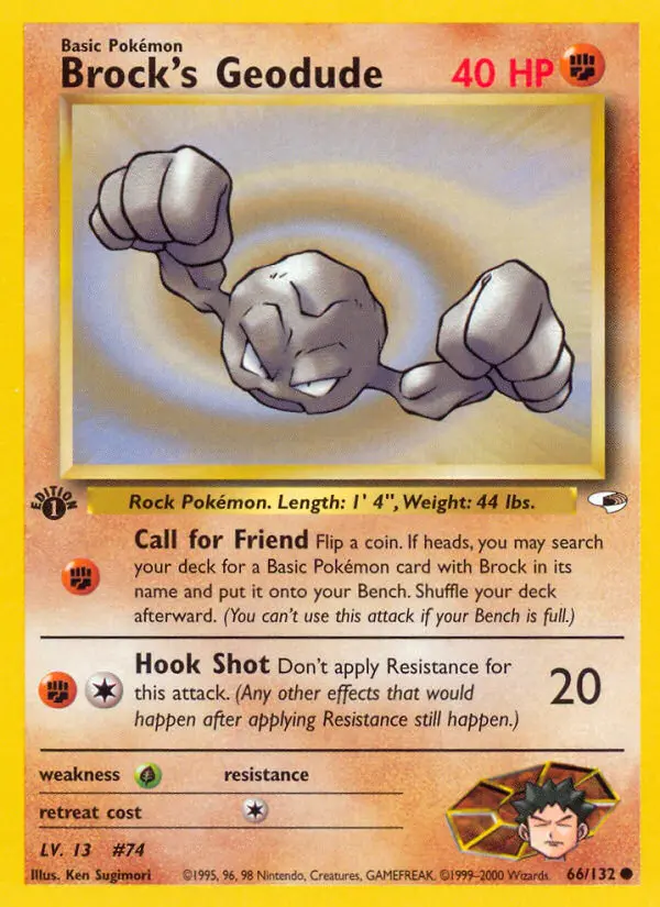 Brock's Geodude Common rarity Gym Heroes Pokémon card price — $2.99