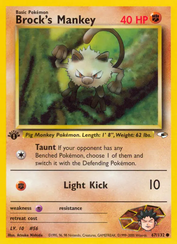 Brock's Mankey Common rarity Gym Heroes Pokémon card price — $2.57