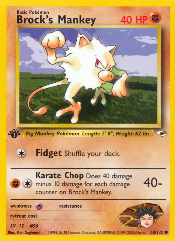Brock's Mankey Common rarity Gym Heroes Pokémon card price — $4.05