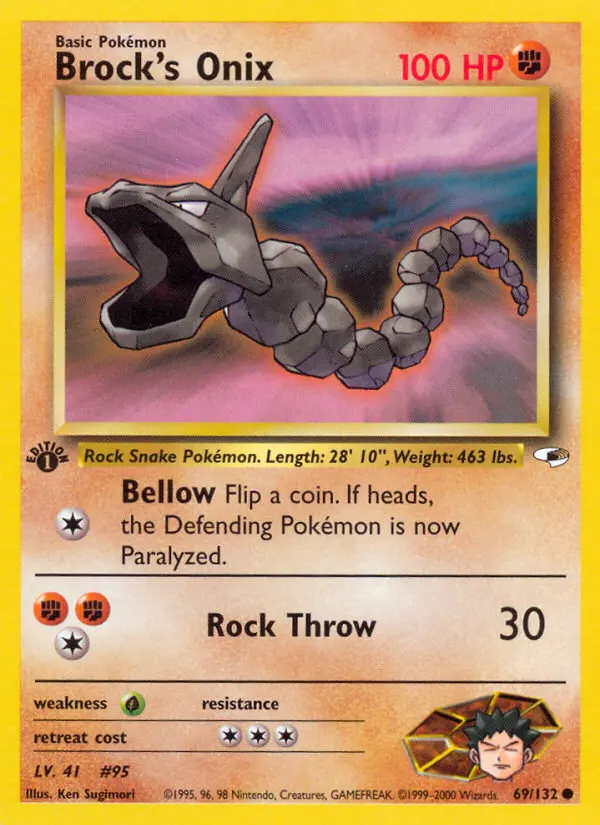 Brock's Onix Common rarity Gym Heroes Pokémon card price — $6.32