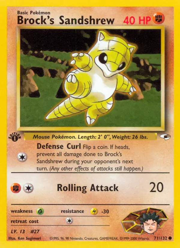 Brock's Sandshrew Common rarity Gym Heroes Pokémon card price — $3.69