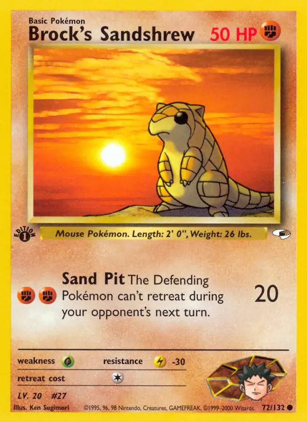 Brock's Sandshrew Common rarity Gym Heroes Pokémon card price — $13.85