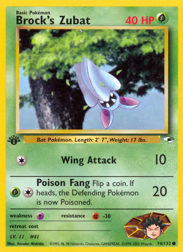 Brock's Zubat Common rarity Gym Heroes Pokémon card price — $3.70