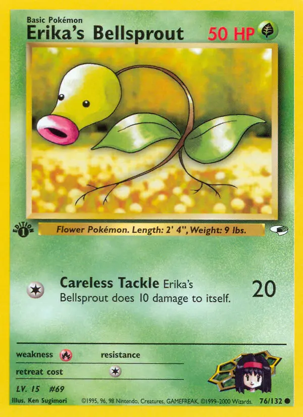 Erika's Bellsprout Common rarity Gym Heroes Pokémon card price — $2.32