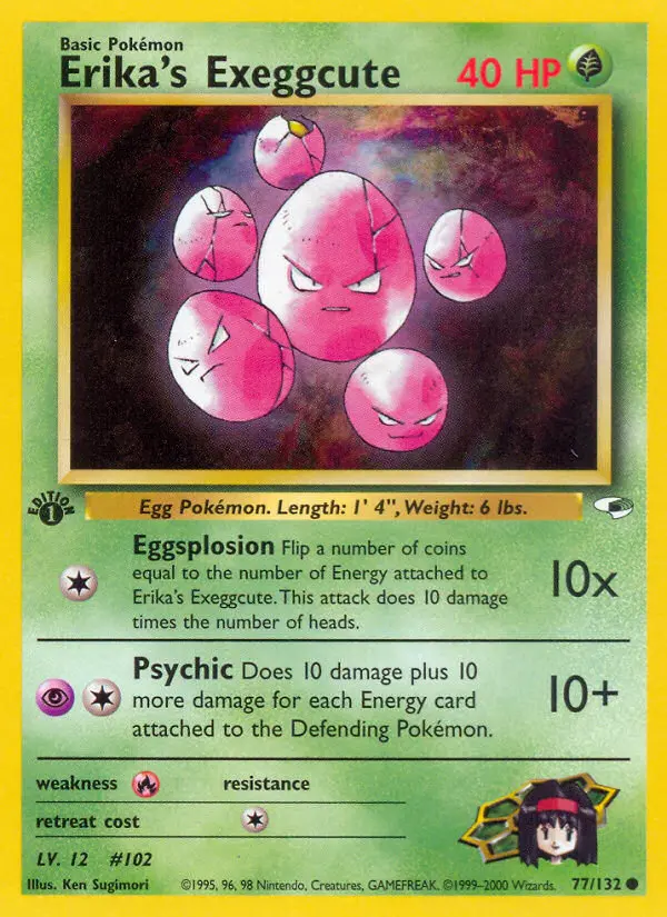 Erika's Exeggcute Common rarity Gym Heroes Pokémon card price — $3.12