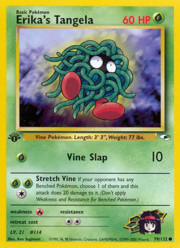 Erika's Tangela Common rarity Gym Heroes Pokémon card price — $4.14