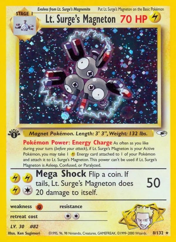 Lt. Surge's Magneton Holo Rare rarity Gym Heroes Pokémon card price — $86.62
