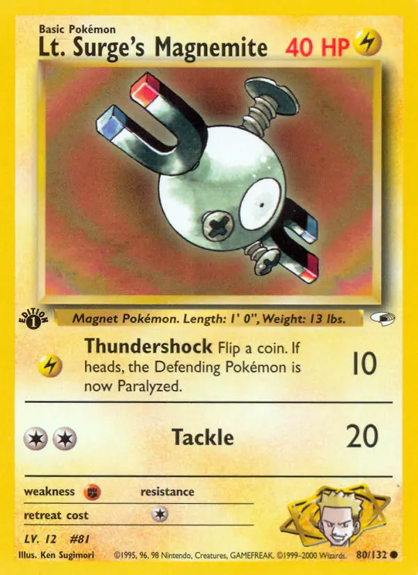 Lt. Surge's Magnemite Common rarity Gym Heroes Pokémon card price — $3.95