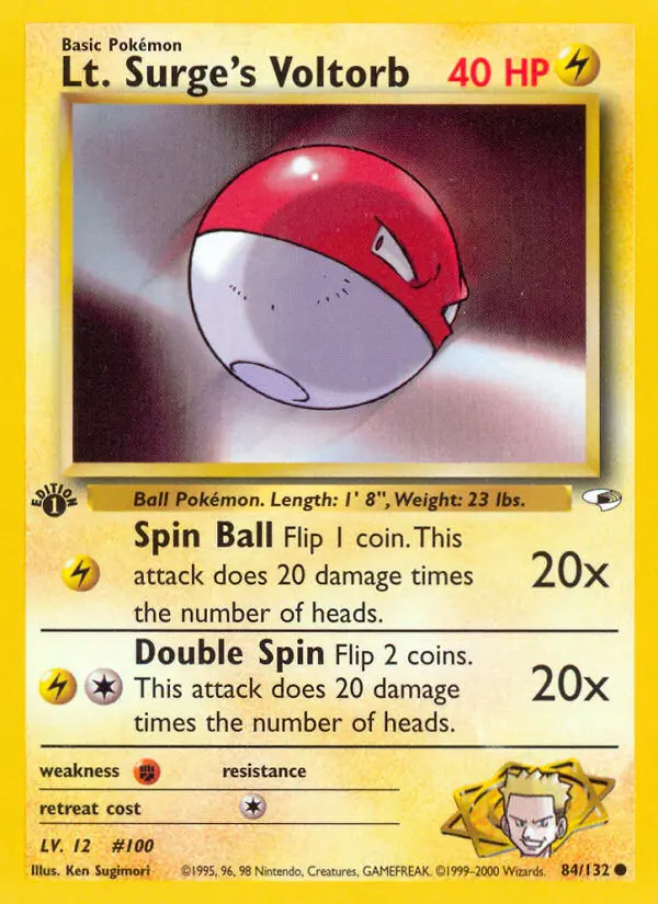 Lt. Surge's Voltorb Common rarity Gym Heroes Pokémon card price — $2.59