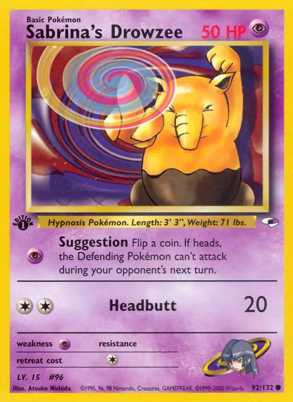 Sabrina's Drowzee Common rarity Gym Heroes Pokémon card price — $4.52
