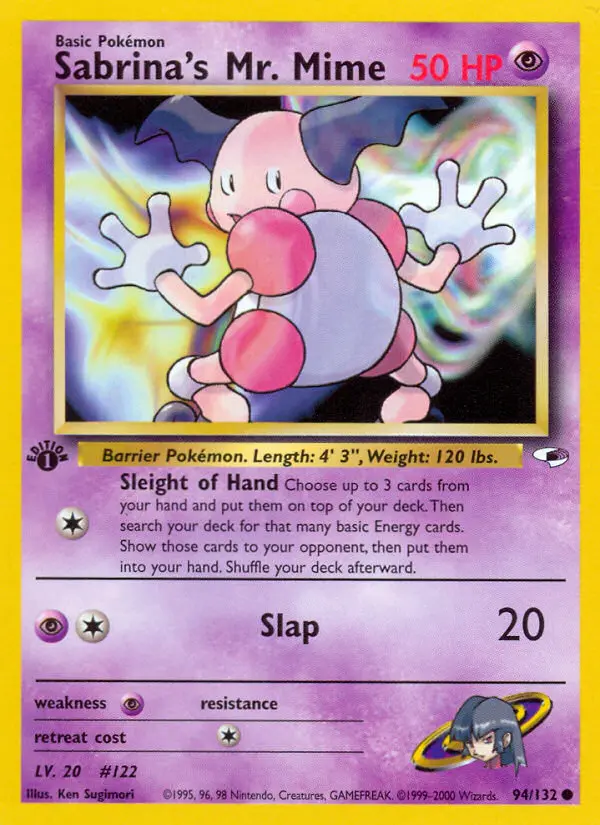 Sabrina's Mr. Mime Common rarity Gym Heroes Pokémon card price — $4.94