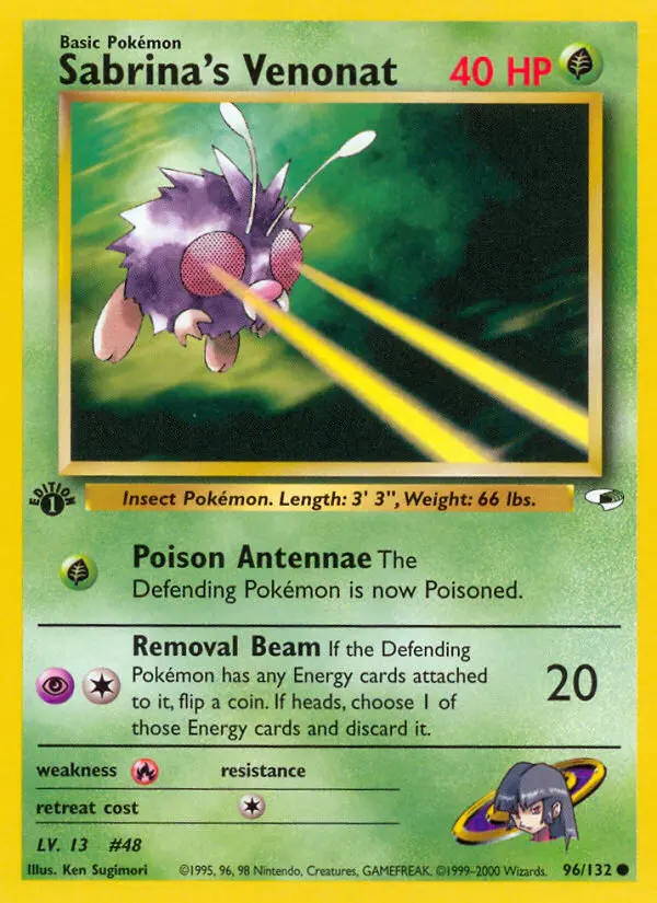 Sabrina's Venonat Common rarity Gym Heroes Pokémon card price — $4.77