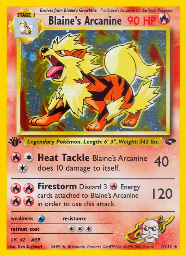 Blaine's Arcanine Holo Rare rarity Gym Challenge Pokémon card price — $355.79