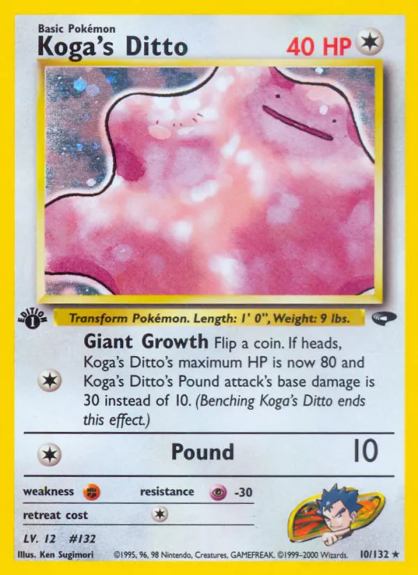 Koga's Ditto Holo Rare rarity Gym Challenge Pokémon card price — $100.00