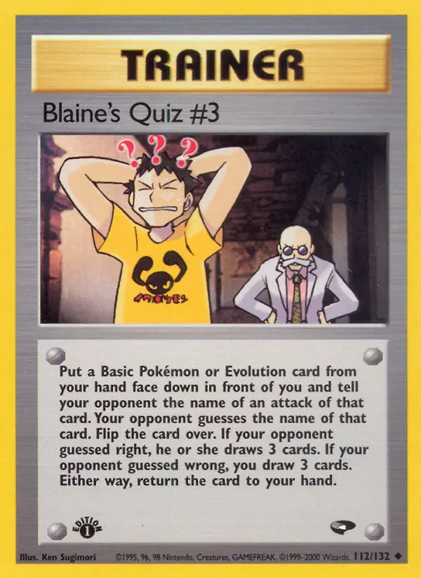 Blaine's Quiz #3 Uncommon rarity Gym Challenge Pokémon card price — $5.69